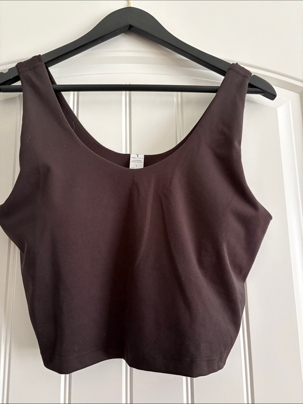 Yogalicious Cropped Scoop Tank Top in Chocolate Brown